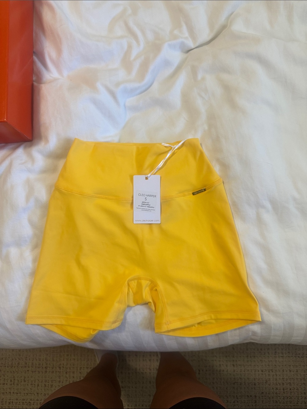 Cleo Harper Bright Yellow High-Waist Women's Bike Shorts NWT Sz S